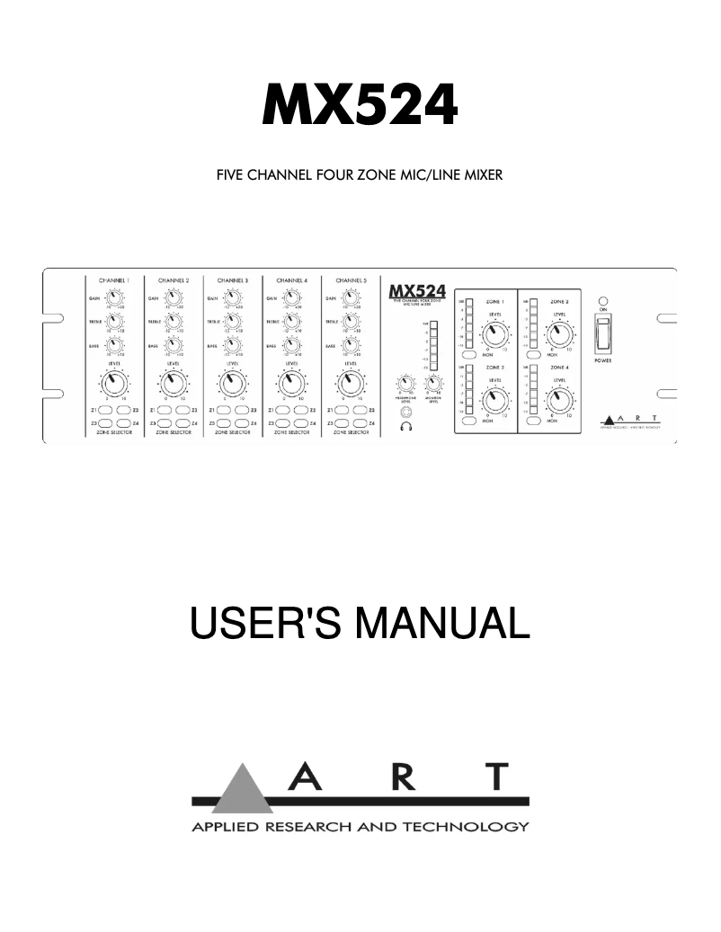 Page 1 of the manual User Manual ART MX524