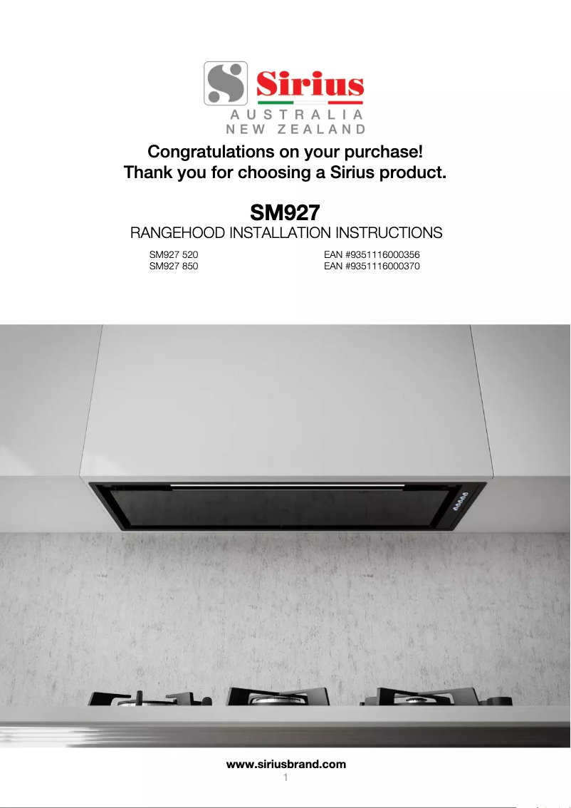 First page image of the manual for SM927 850