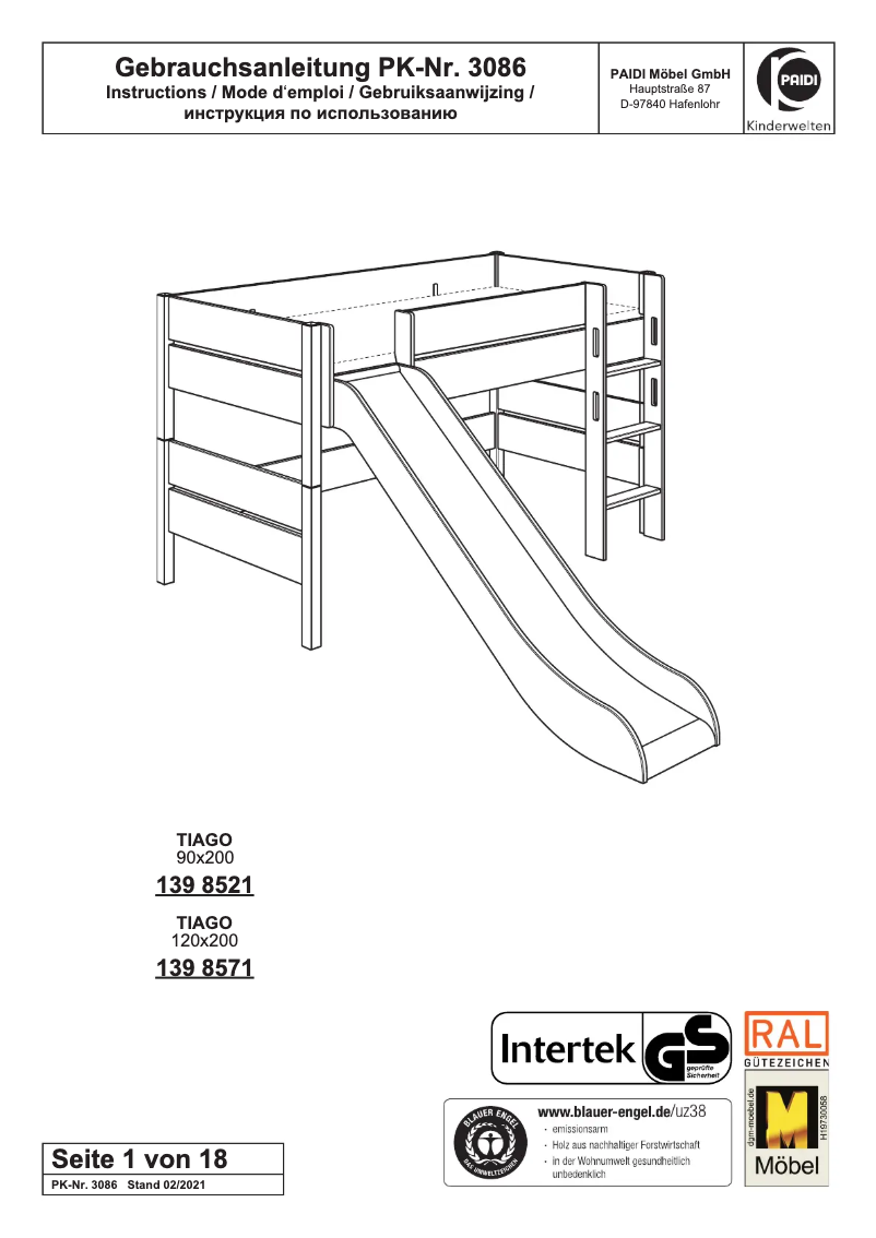 First page image of the manual for Tiago