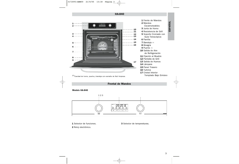 First page image of the manual for HA 840
