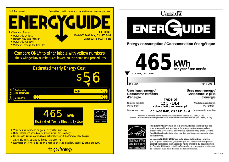 Page 1 of the manual Energy Label Liebherr CBS 1660