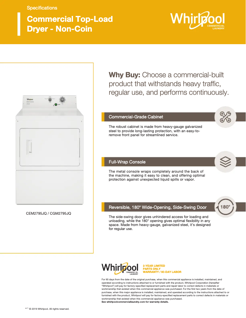 First page image of the manual for CGM2795JQ