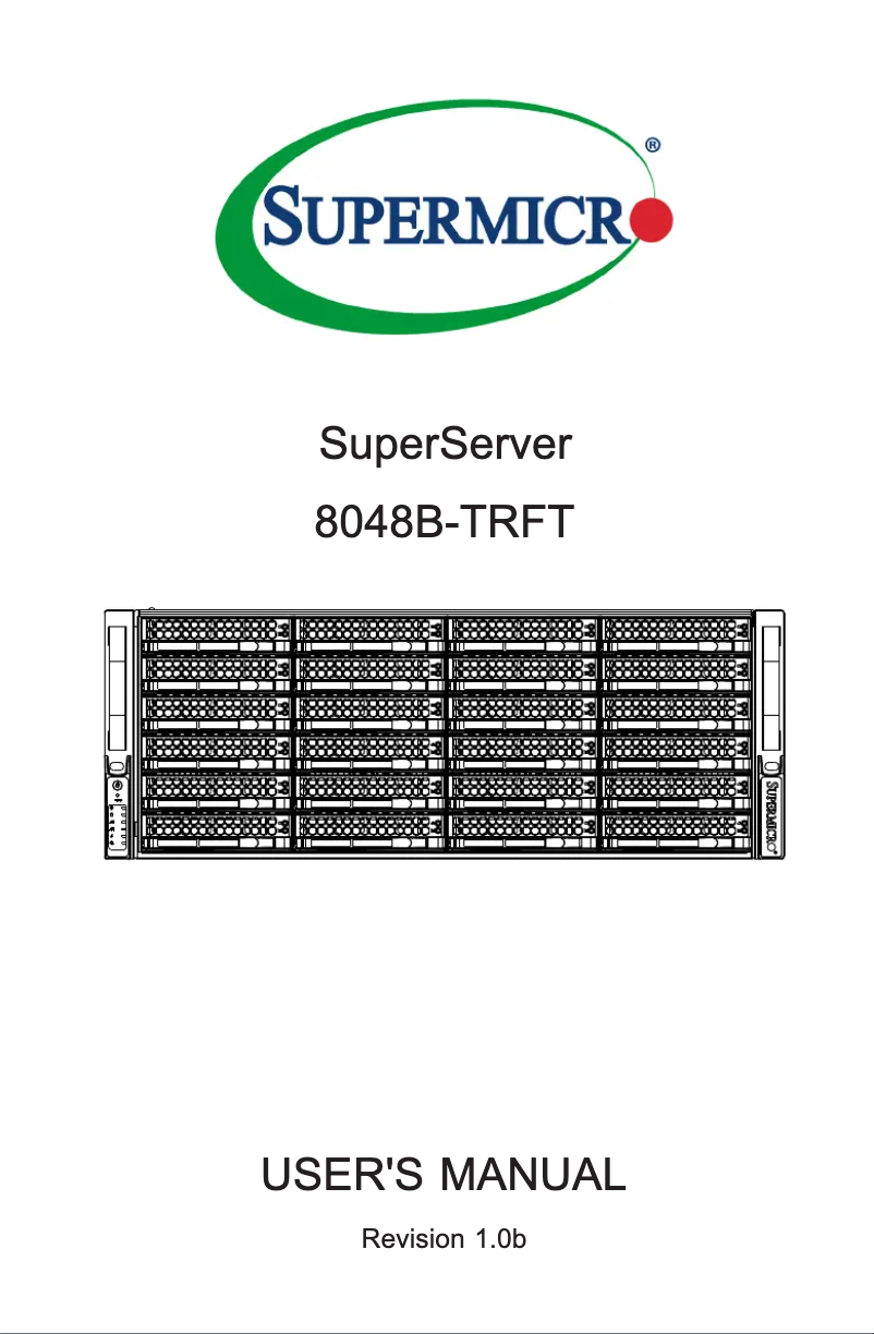First page image of the manual for SuperServer 8048B-TRFT