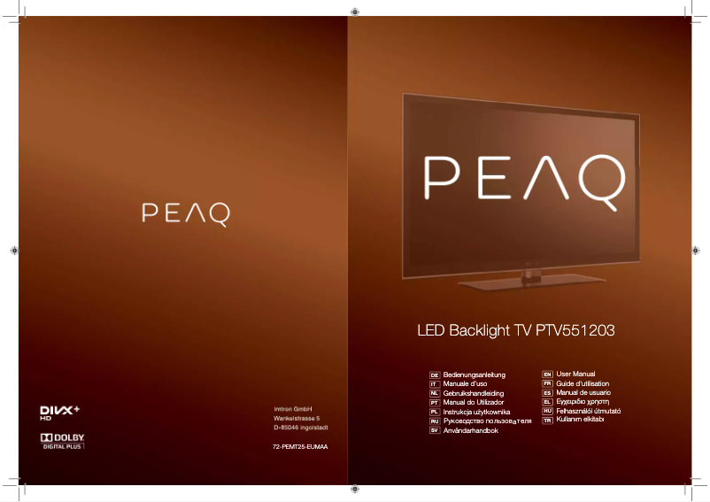 Page 1 of the manual User Manual PEAQ PTV551203-W