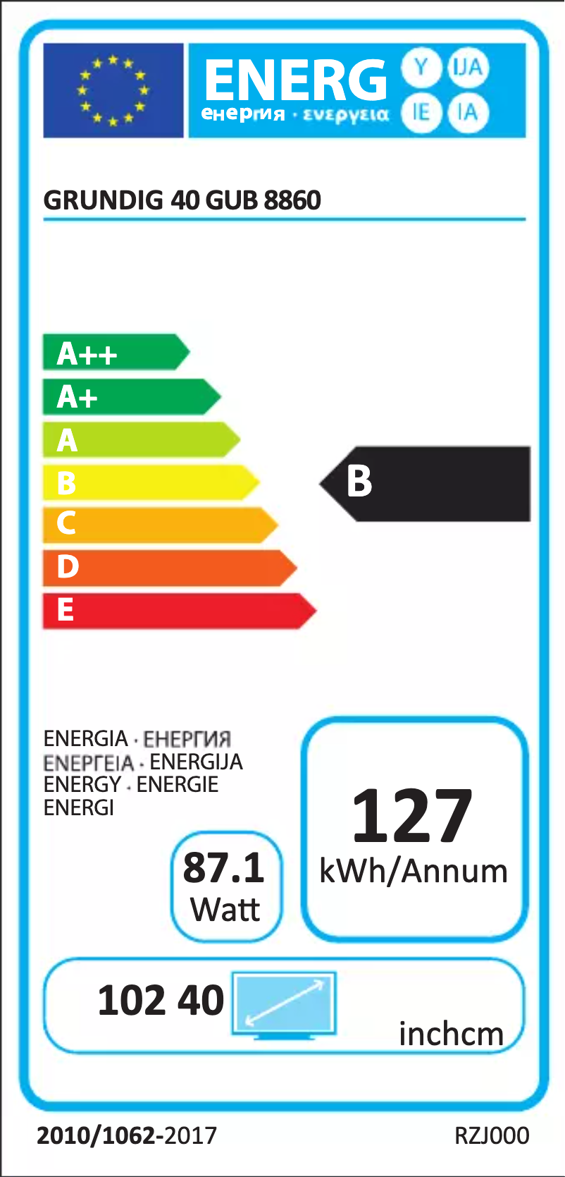 First page image of the manual for 40 GUB 8860