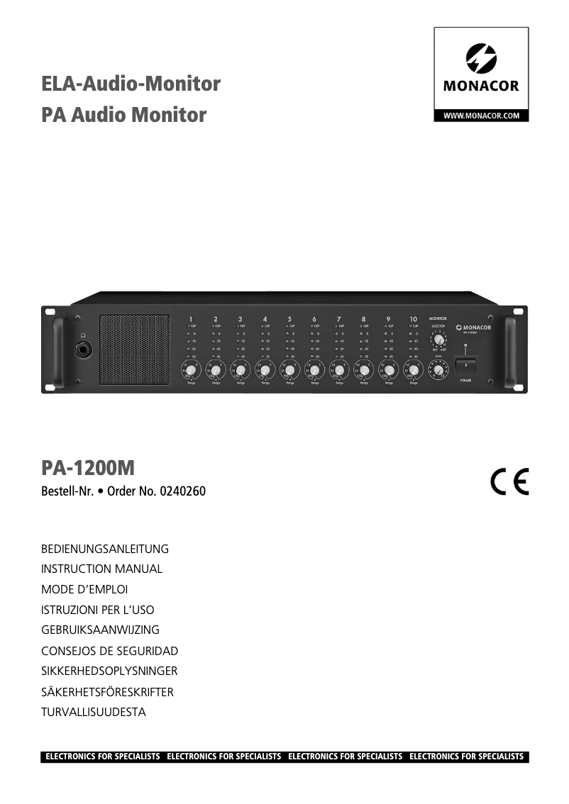 First page image of the manual for PA-1200M