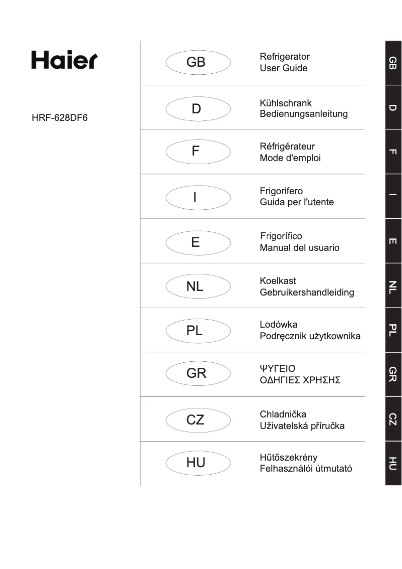 First page image of the manual for HRF-628DF6