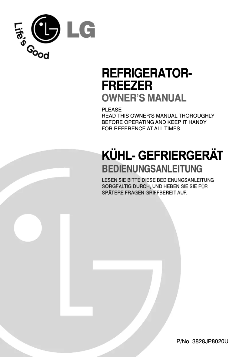 First page image of the manual for GR-U292SQ