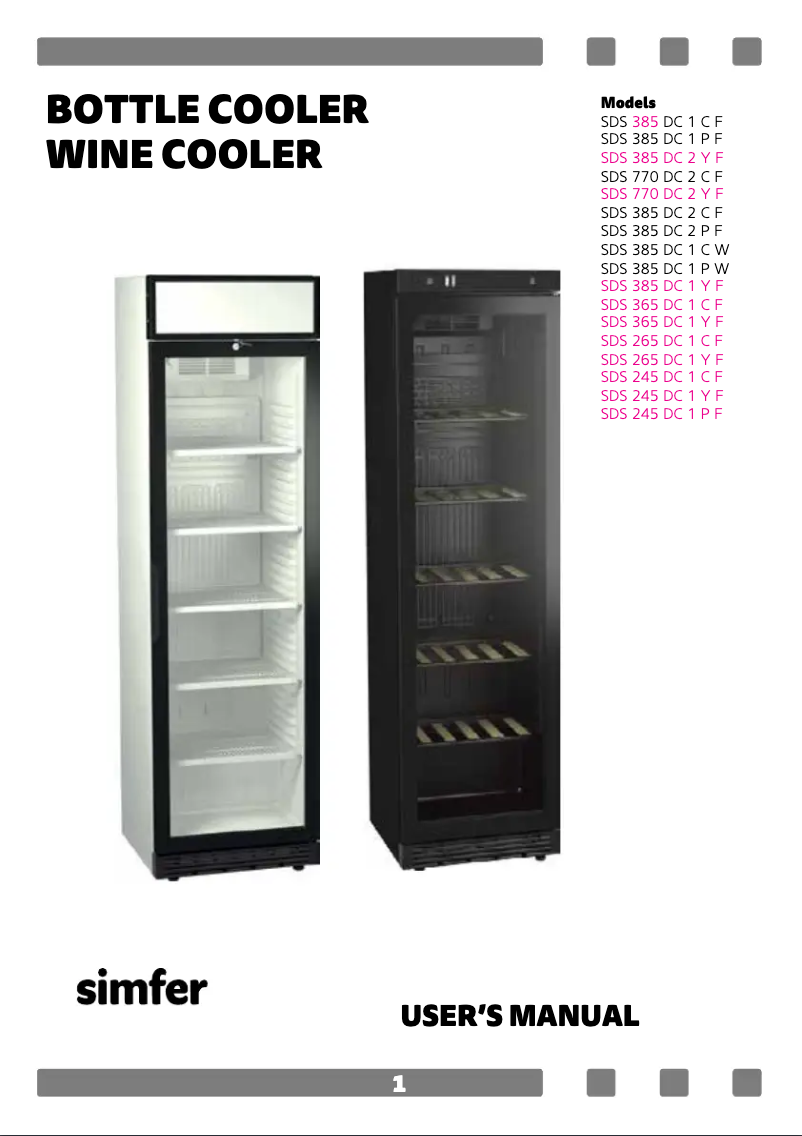 First page image of the manual for SDS 385 DC 1 CF