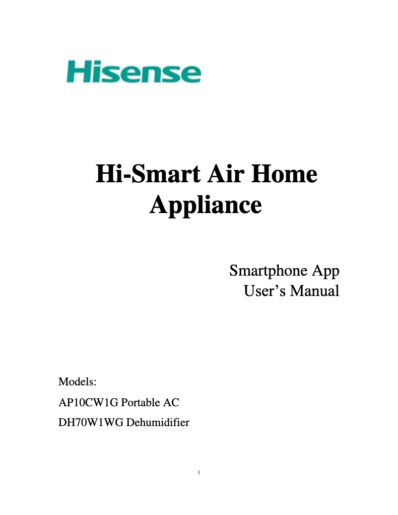 First page image of the manual for DH70W1WG