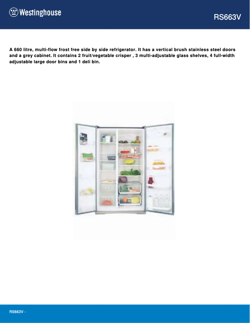 First page image of the manual for RS663V