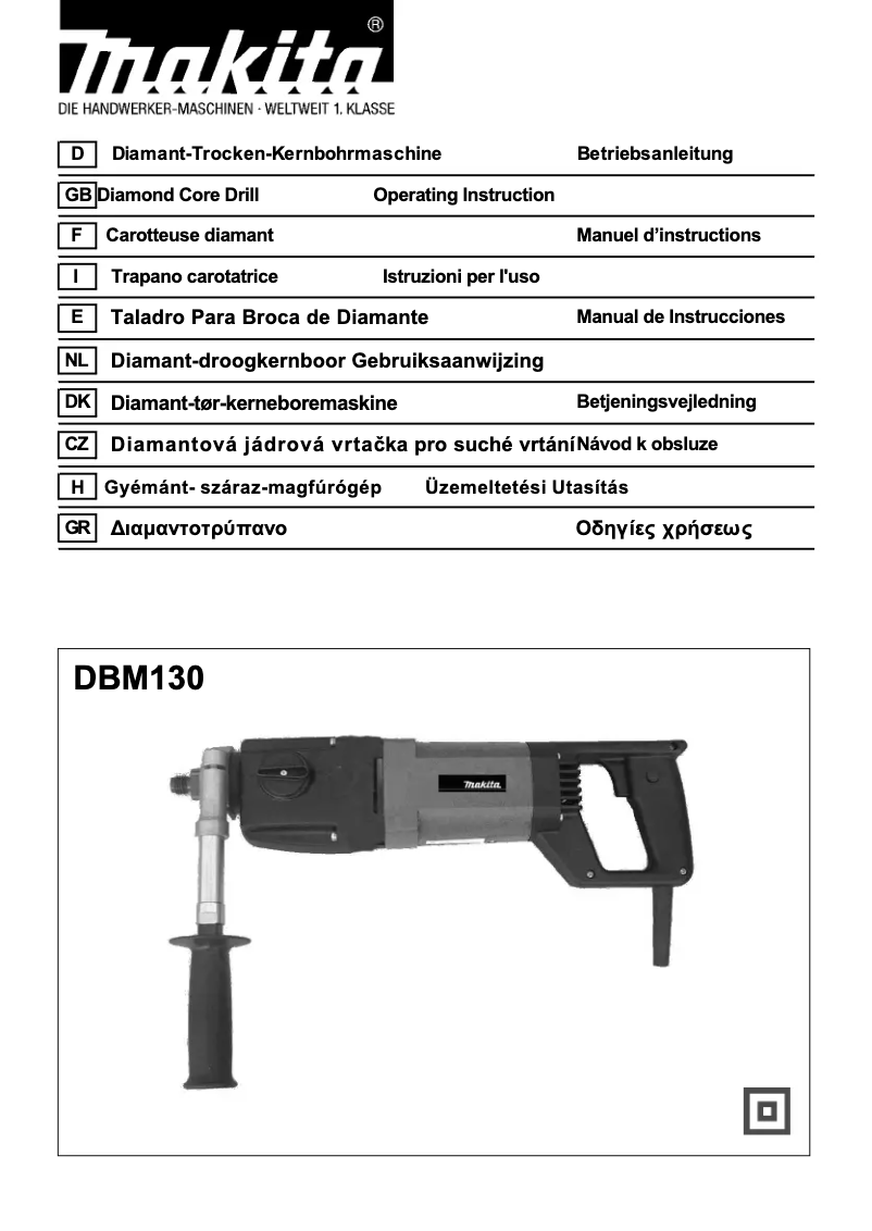 Page 1 of the manual User Manual Makita DBM130