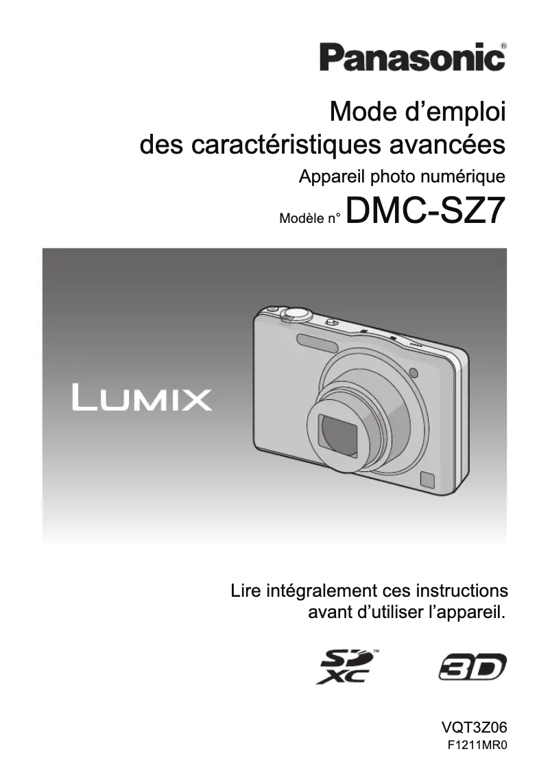 First page image of the manual for Lumix DMC-SZ7