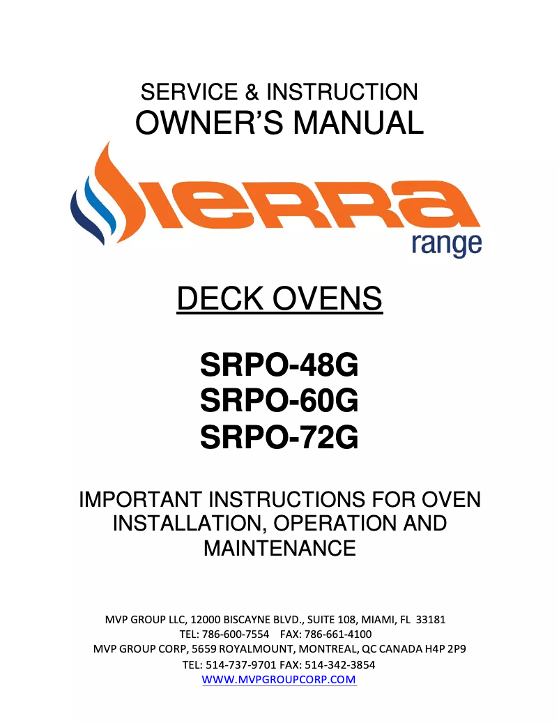 First page image of the manual for SRPO-72G