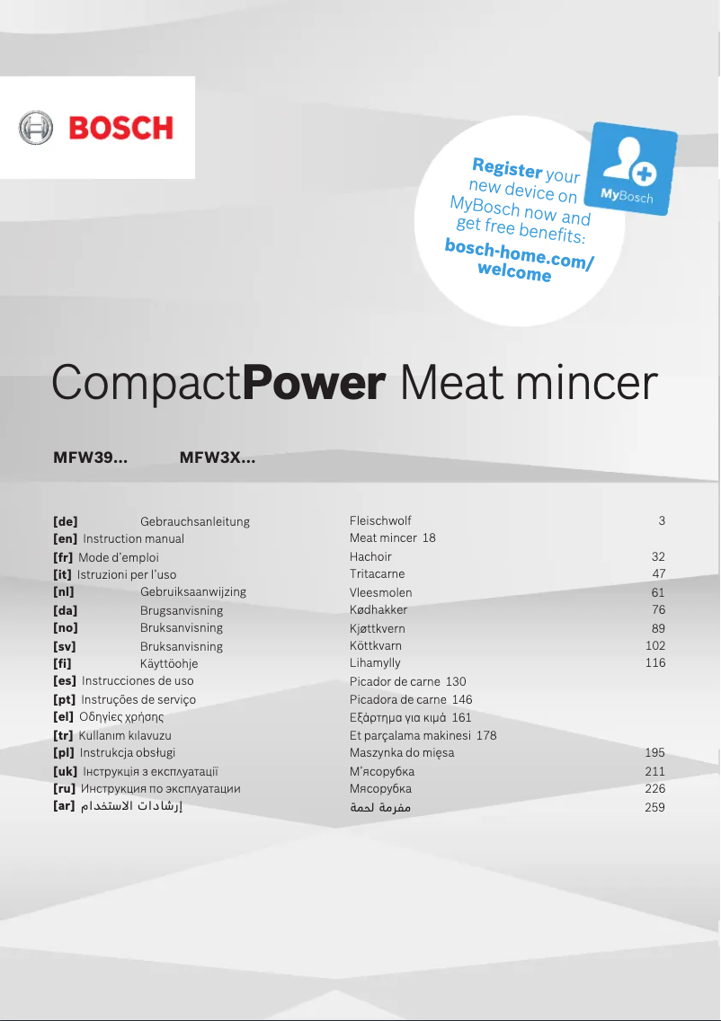 Page 1 of the manual User Manual Bosch CompactPower MFW3X18B