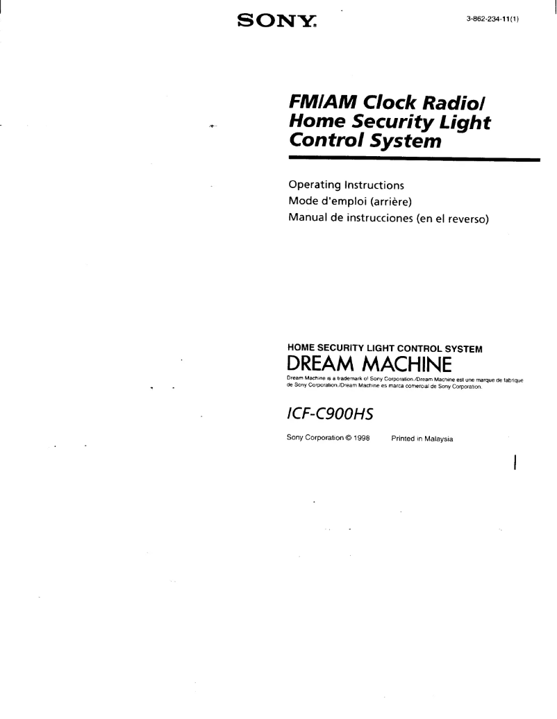 First page image of the manual for ICF-C900HS