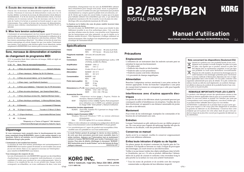 Image de la première page du manuel de l'appareil B2SP