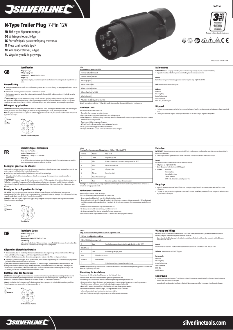 Page 1 of the manual User Manual Silverline 363152