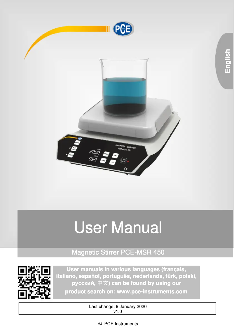 Image de la première page du manuel de l'appareil PCE-MSR 450