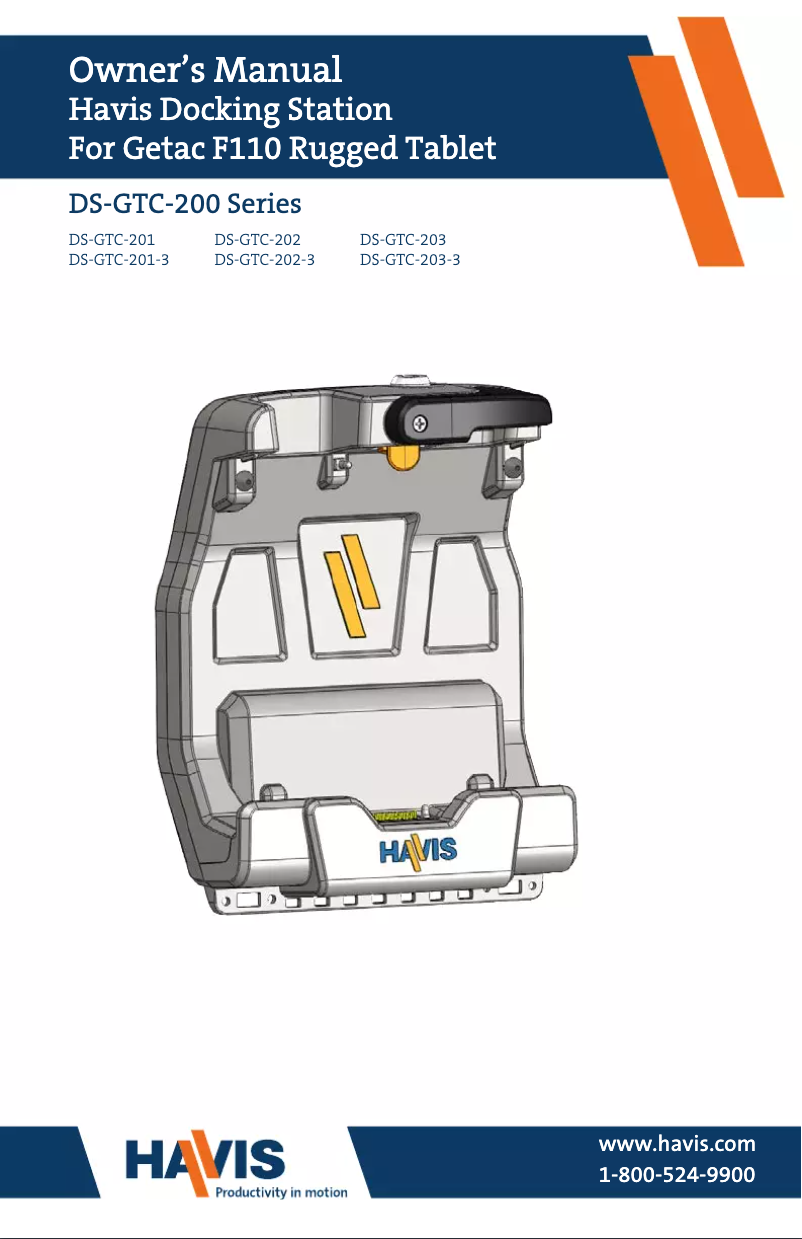 Page 1 of the manual User Manual Havis DS-GTC-201