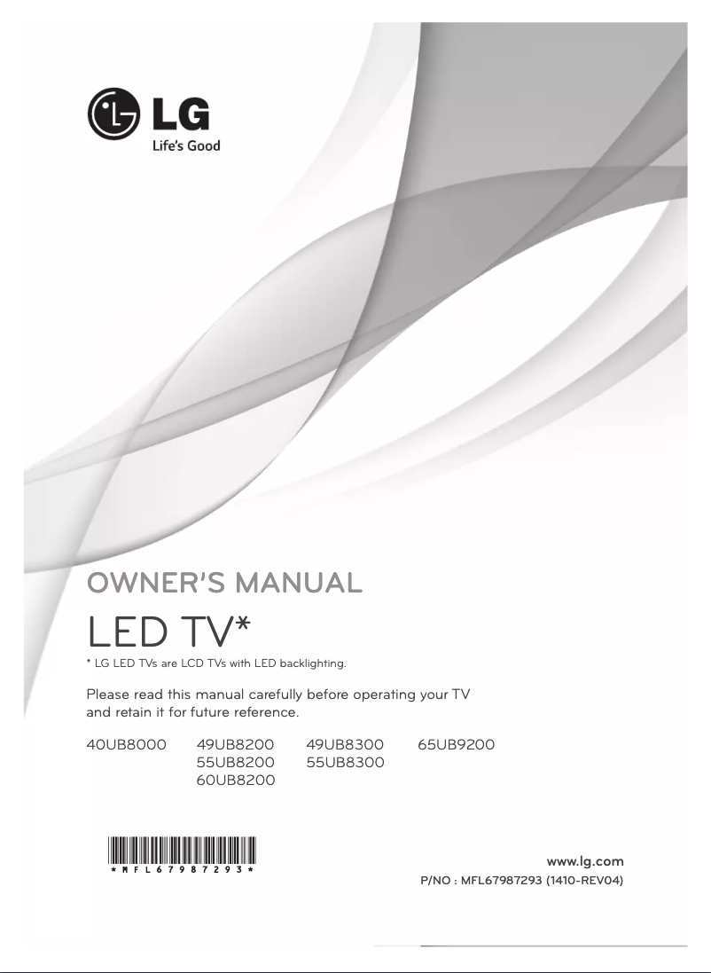First page image of the manual for 49UB8200
