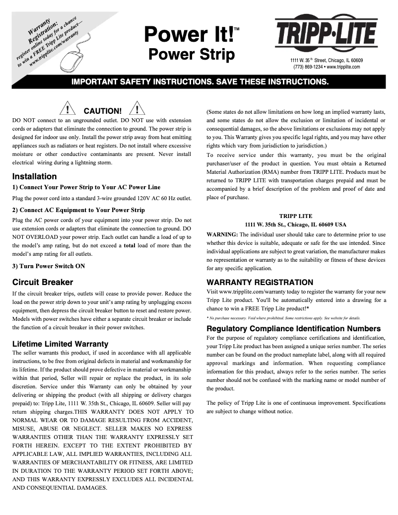 Page 1 of the manual User Manual Tripp Lite TLM406NC