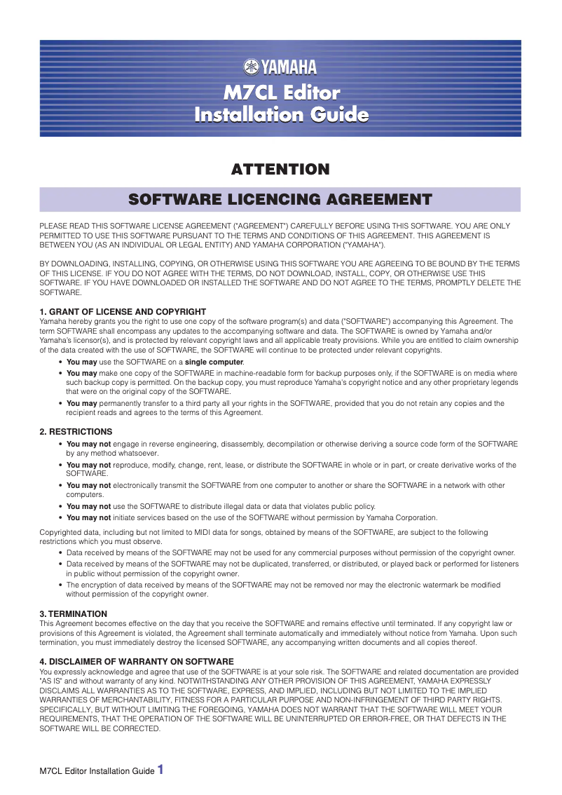 First page image of the manual for M7CL-32