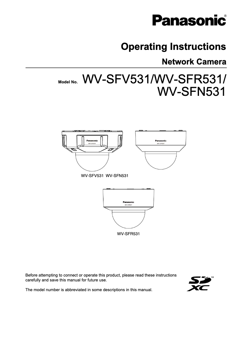 First page image of the manual for WV-SFV531