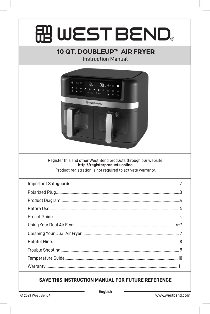 Page 1 of the manual User Manual WestBend AFWB10BK13