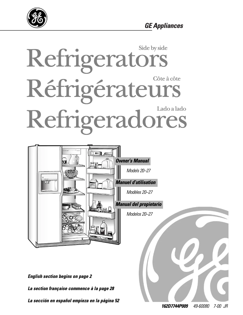 Page 1 of the manual Use and Maintenance Manual GE Profile TFX25PADAA