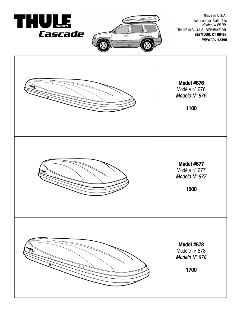 Page 1 of the manual User Manual Thule Cascade 1100 676