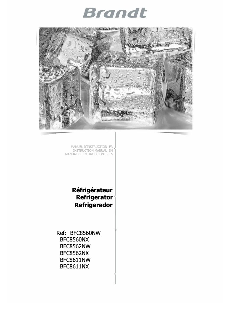 Page 1 of the manual User Manual Brandt BFC8611NW