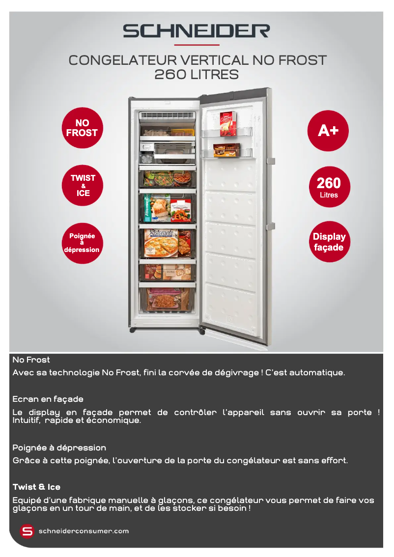 Page 1 of the manual Technical Sheet Schneider SCWF260NFIX