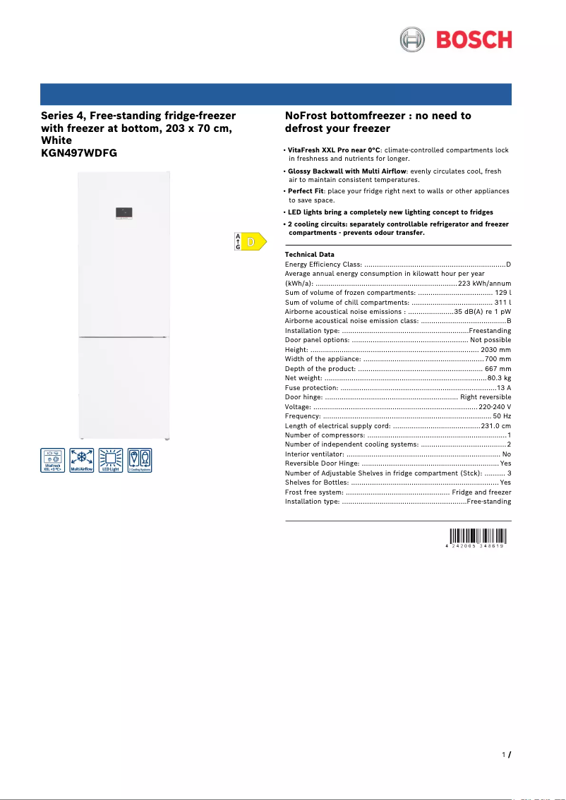 First page image of the manual for KGN497WDFG