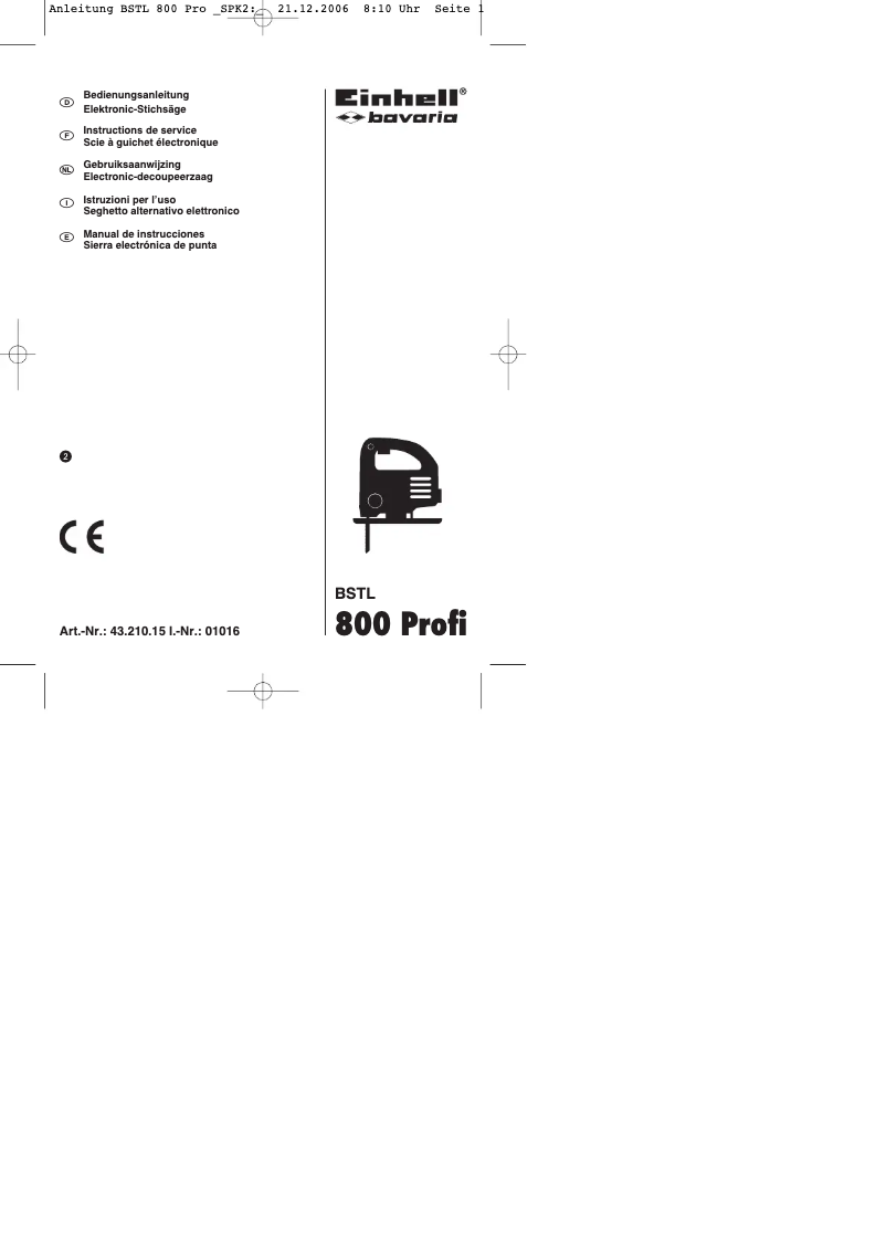 First page image of the manual for Bavaria BSTL 800 Profi