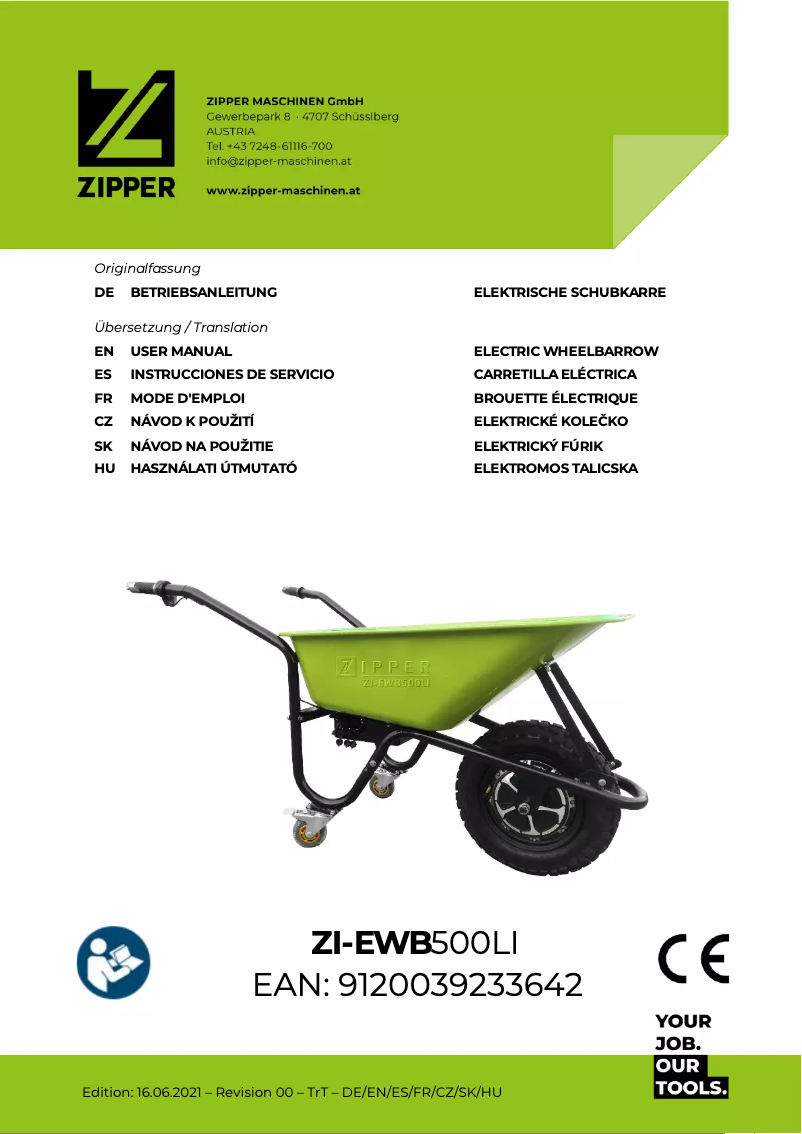 First page image of the manual for ZI-EWB500LI