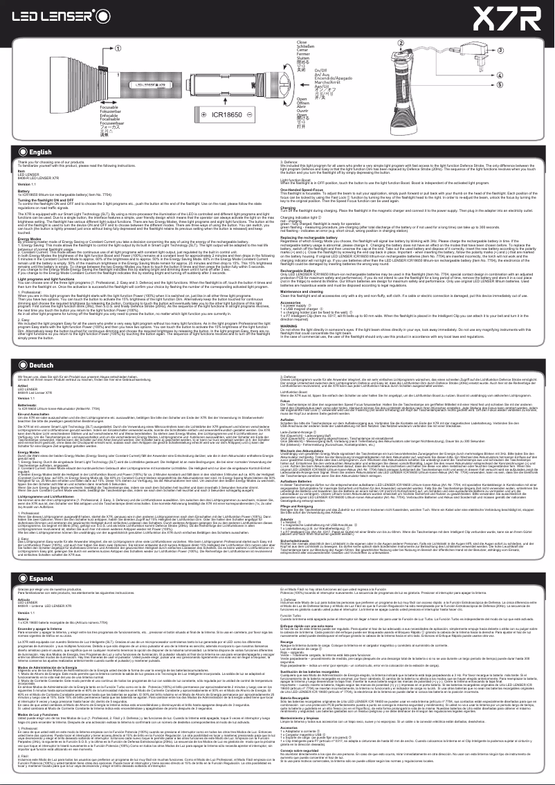 Page 1 of the manual User Manual Ledlenser X7R