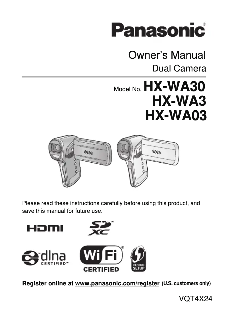 Page 1 of the manual User Manual Panasonic HX-WA03
