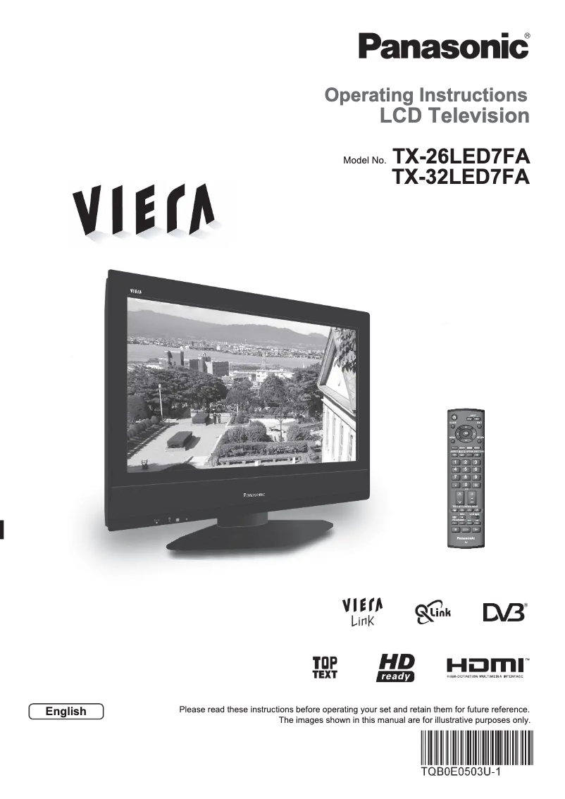 Page 1 of the manual User Manual Panasonic Viera TX-26LED7FA
