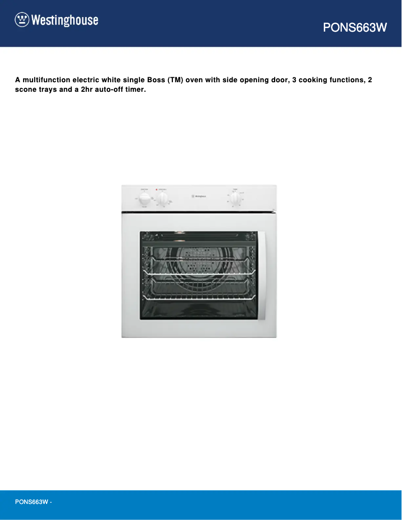 Page 1 of the manual User Manual Westinghouse PONS663W