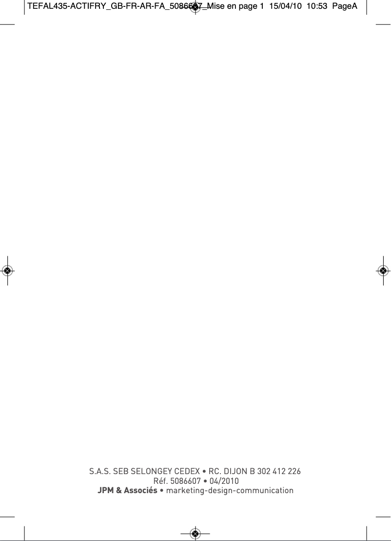 Page 1 of the manual User Manual Tefal Actifry Express XL AH9508