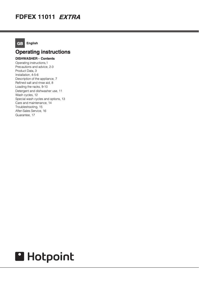 First page image of the manual for FDFEX 11011 G Extra