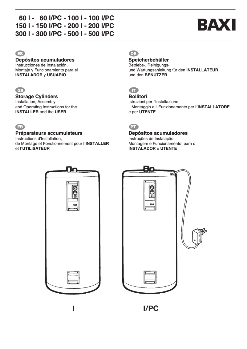 Image de la première page du manuel de l'appareil 100 l/PC