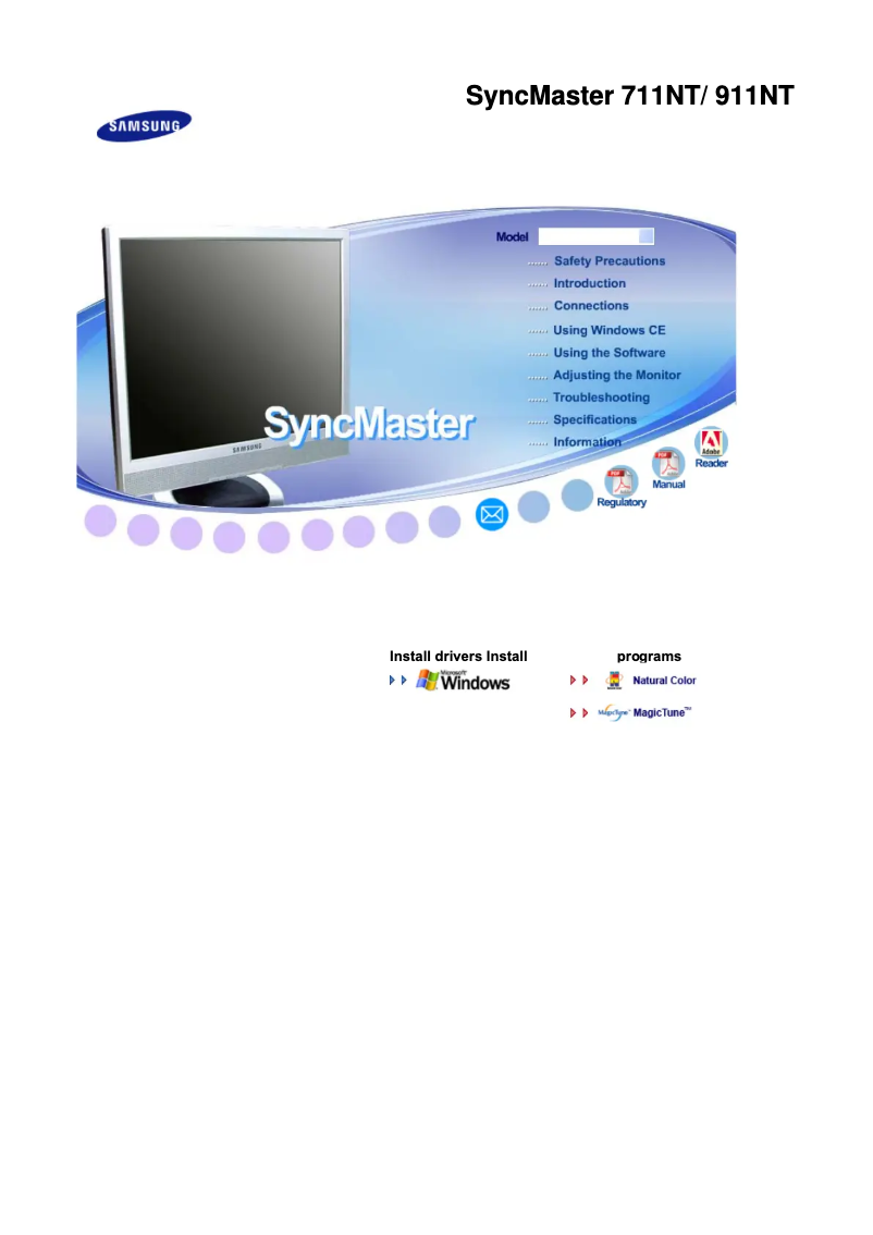 First page image of the manual for SyncMaster 911NT