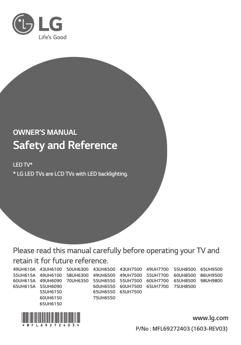 Page 1 of the manual User Manual LG 60UH7700