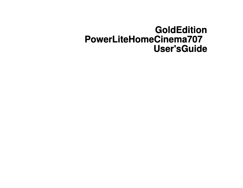 Image de la première page du manuel de l'appareil PowerLite Home Cinema 707
