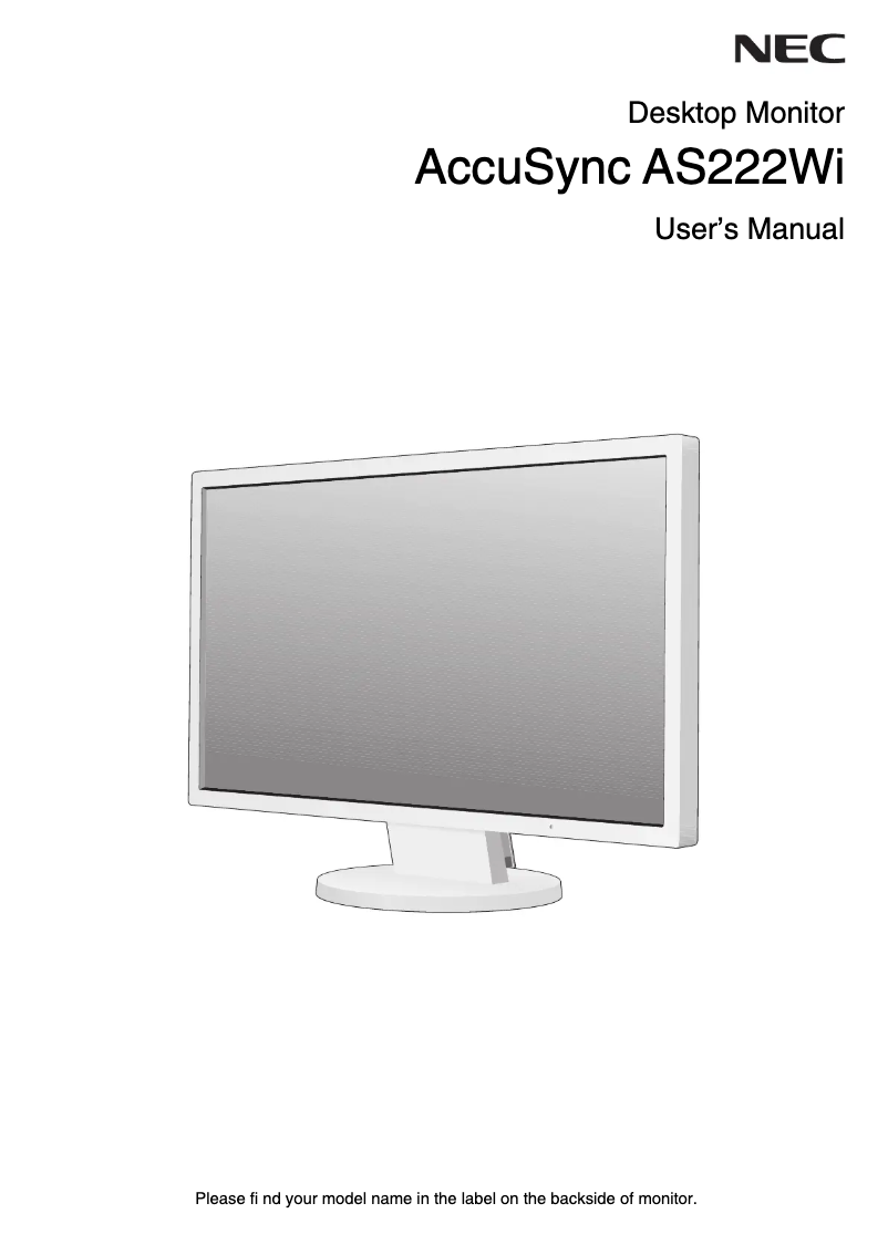 First page image of the manual for AccuSync AS222Wi