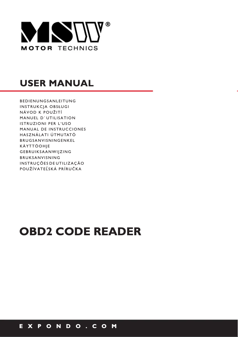 First page image of the manual for MSW-OBD3