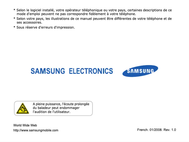Page 1 of the manual User Manual Samsung SGH-I450