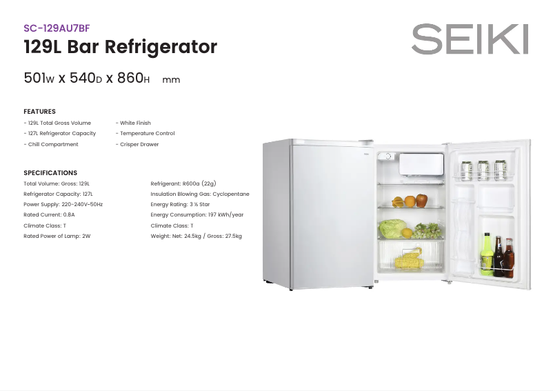 First page image of the manual for SC-129AU7BF